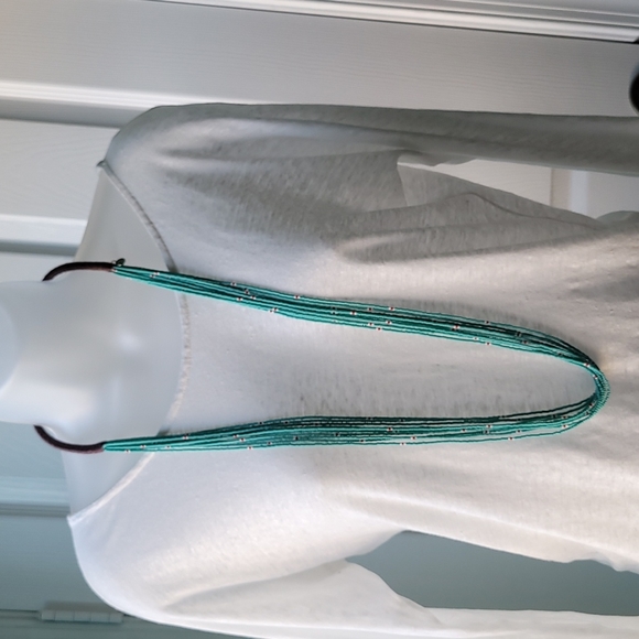 Chan Luu Jewelry - Chan Luu Turquoise Long Beaded Necklace with Red and White Accents